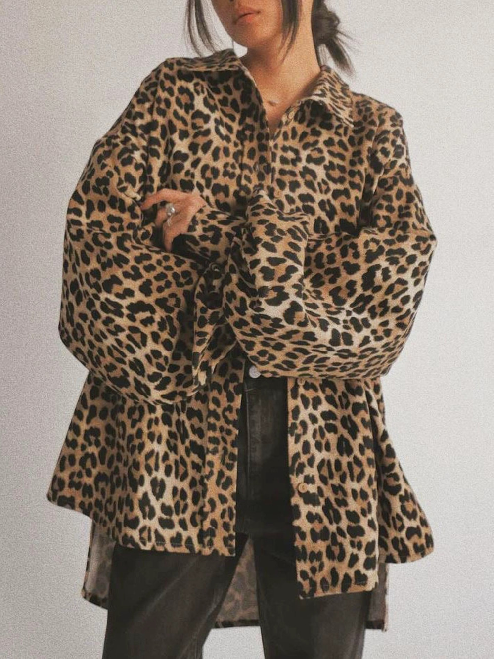 Zara Fall Winter Leopard Print Oversized Shirt Jacket Vintage